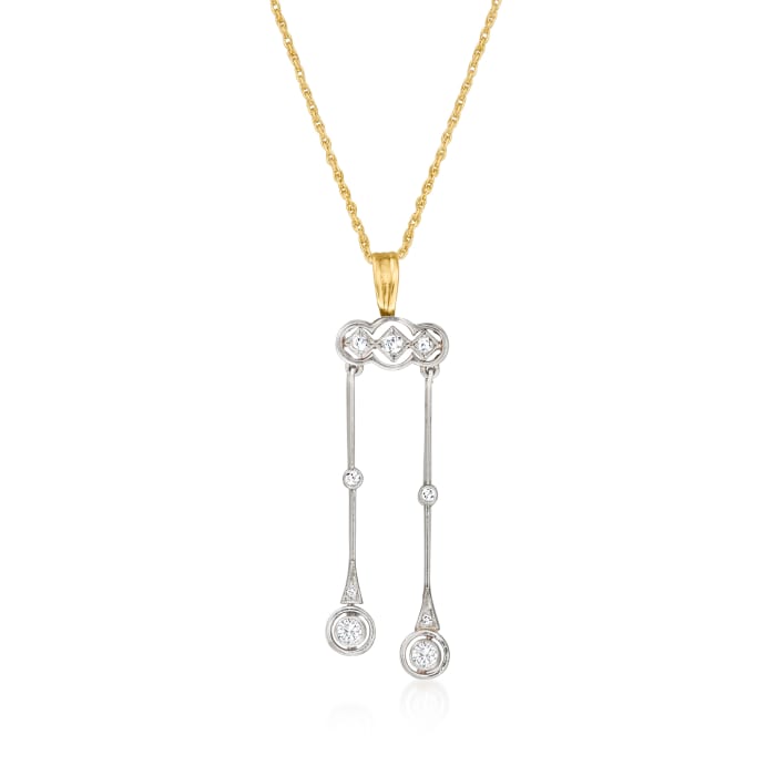 C. 1950 Vintage .25 ct. t.w. Diamond Pendant Necklace in Platinum and 14kt Yellow Gold
