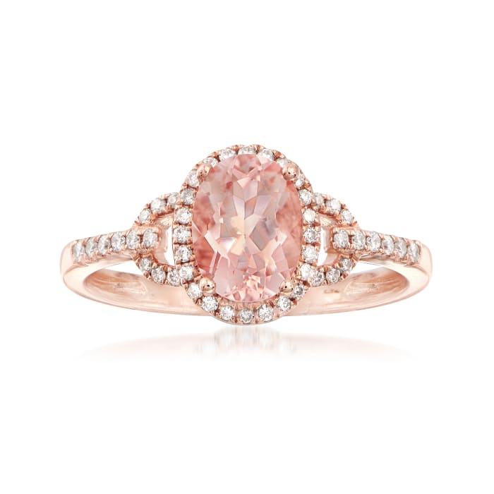 1.20 Carat Morganite and .21 ct. t.w. Diamond Ring in 14kt Rose Gold