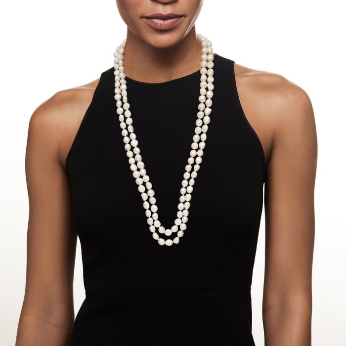 10-11mm Cultured Baroque Pearl Long Endless Necklace 64-inch