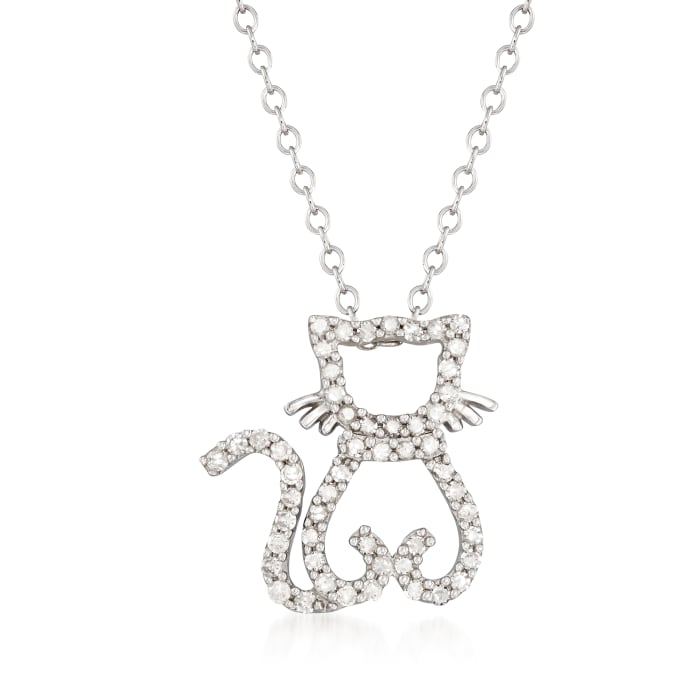 .25 ct. t.w. Diamond Cat Necklace in Sterling Silver