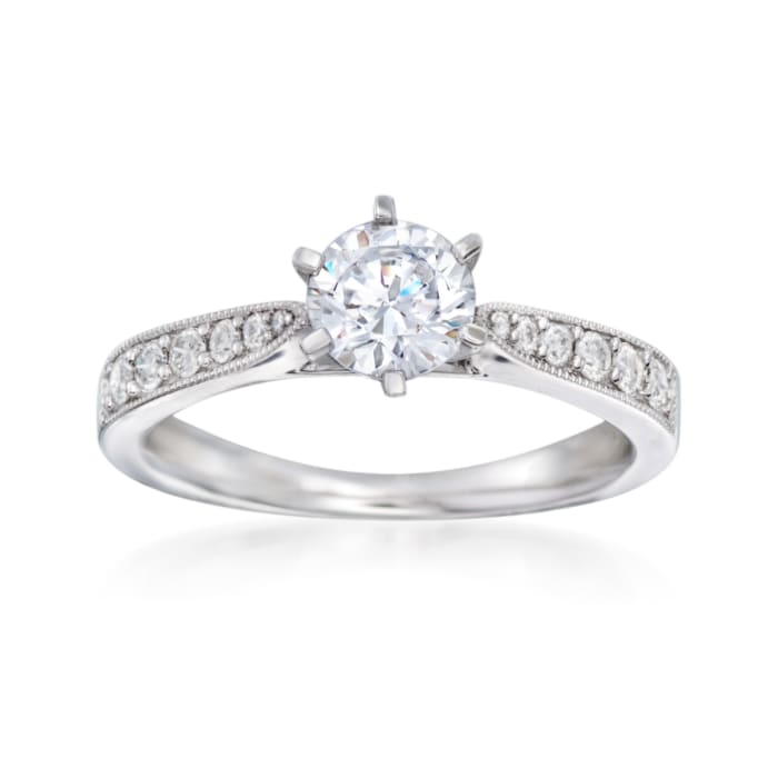 .22 ct. t.w. Diamond Milgrain Engagement Ring Setting in 14kt White Gold