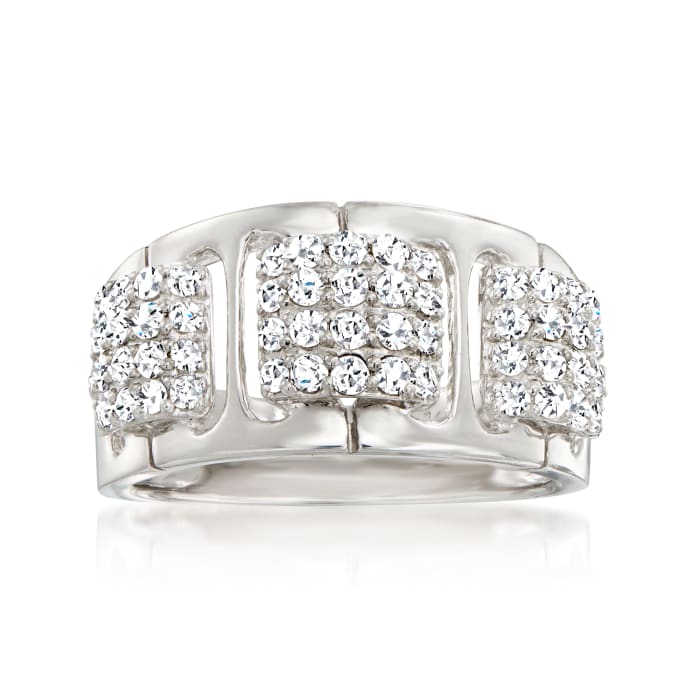 .95 ct. t.w. Pave Diamond Woven-Style Ring in 14kt White Gold
