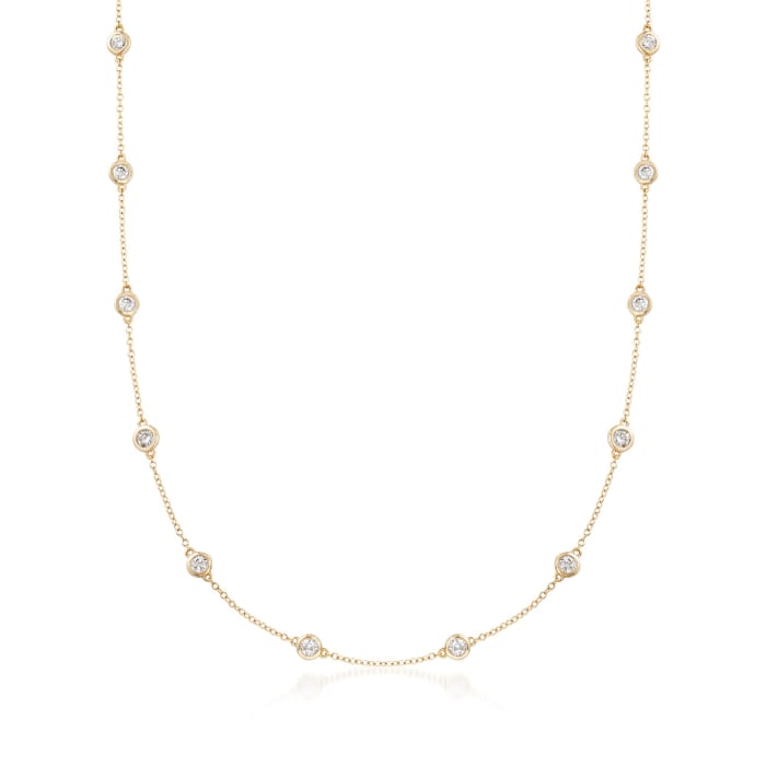 1.50 ct. t.w. Bezel-Set Diamond Station Necklace in 14kt Yellow Gold
