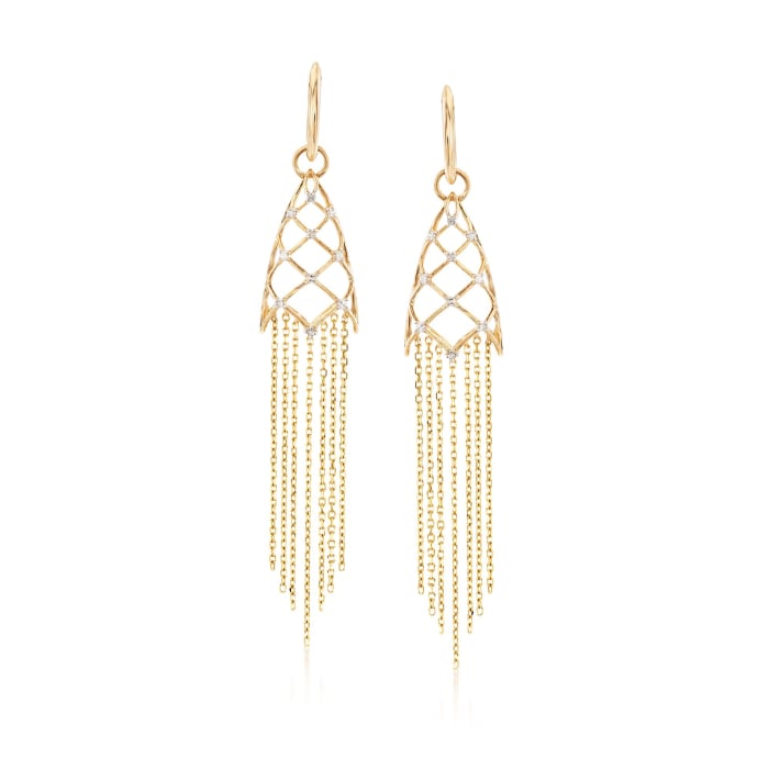 .17 ct. t.w. Diamond Geometric Fringe Drop Earrings in 14kt Yellow Gold 
