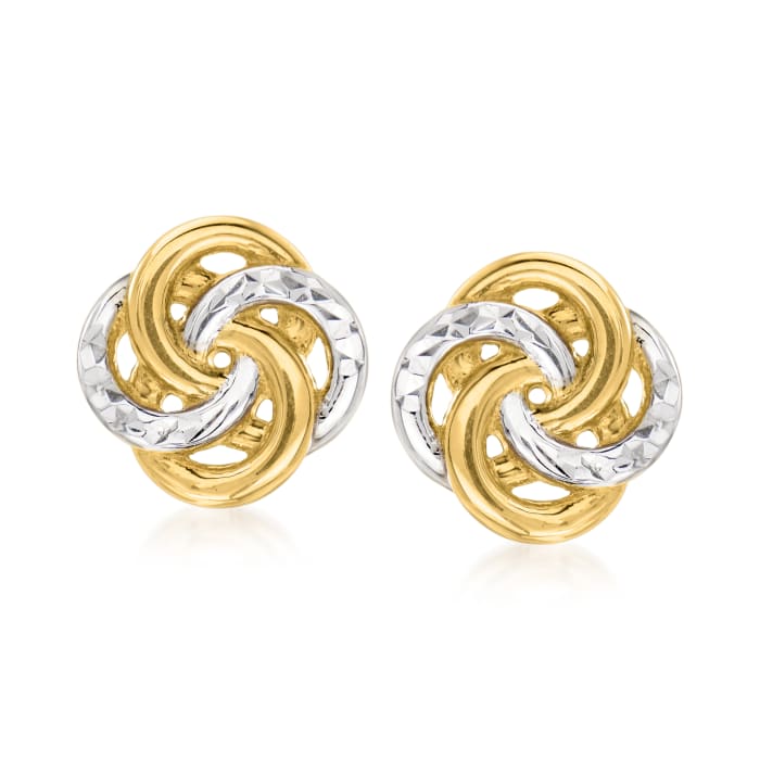14kt Two-Tone Gold Interlocking-Circle Stud Earrings
