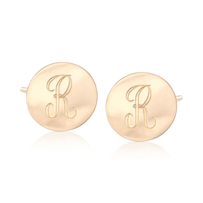 14kt Yellow Gold Personalized Disc Earrings