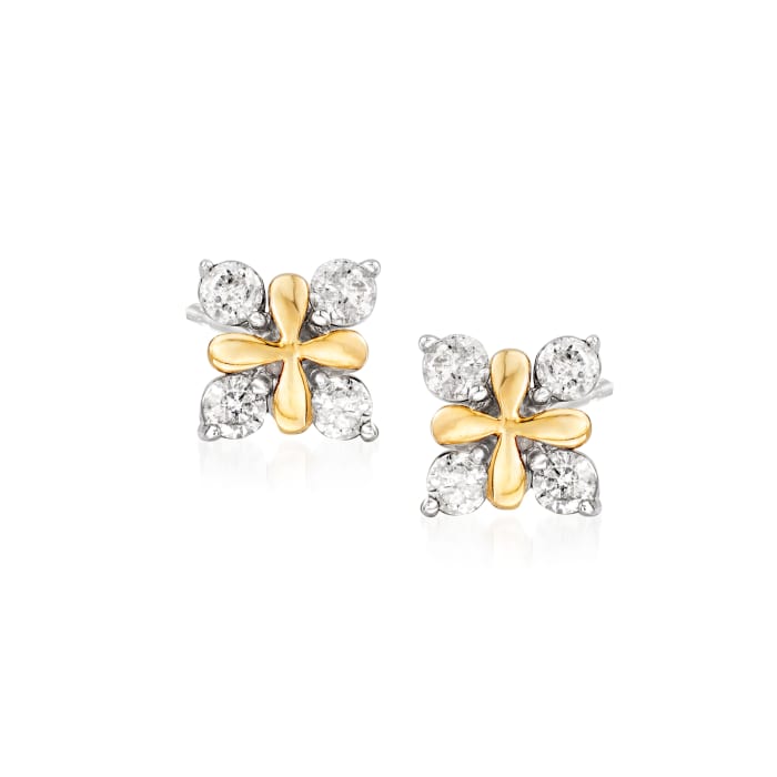 .25 ct. t.w. Diamond X Earrings in 14kt Yellow Gold with Sterling Silver