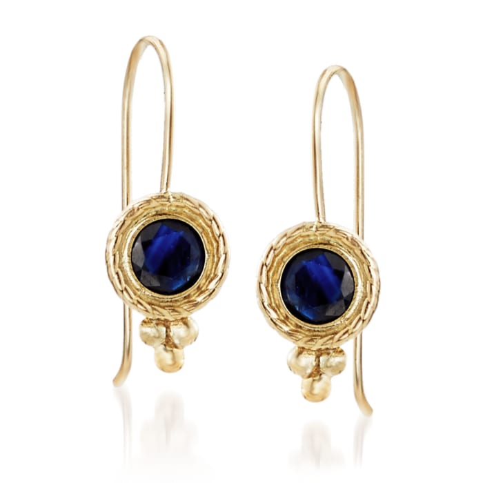 .60 ct. t.w. Bezel-Set Sapphire Drop Earrings in 14kt Yellow Gold