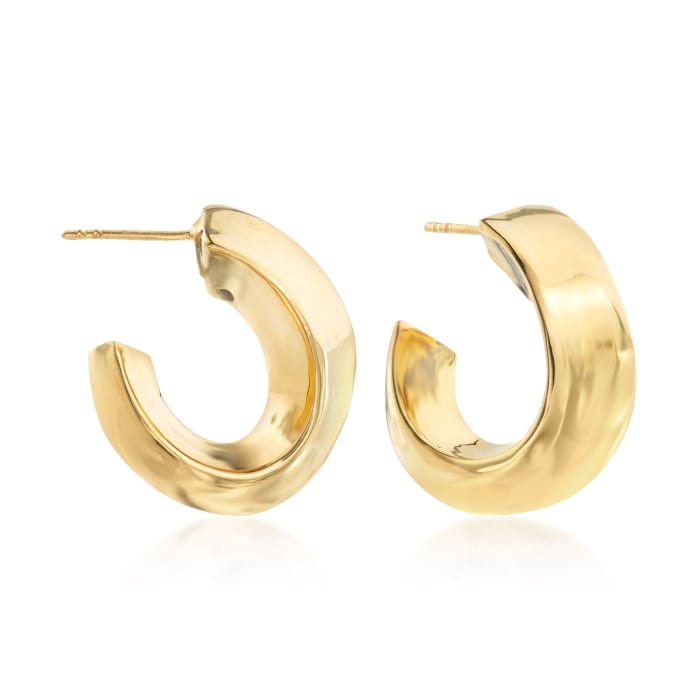 Italian 14kt Yellow Gold Twisted J-Hoop Earrings
