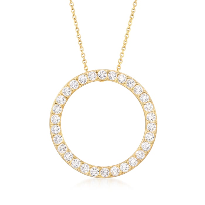 2.25 ct. t.w. CZ Open Circle of Eternity Pendant Necklace in 14kt Gold Over Sterling