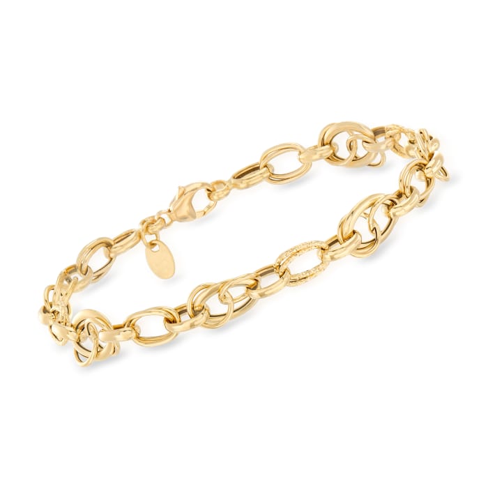 Italian Textured and Polished Multi-Link Bracelet in 18kt Yellow Gold