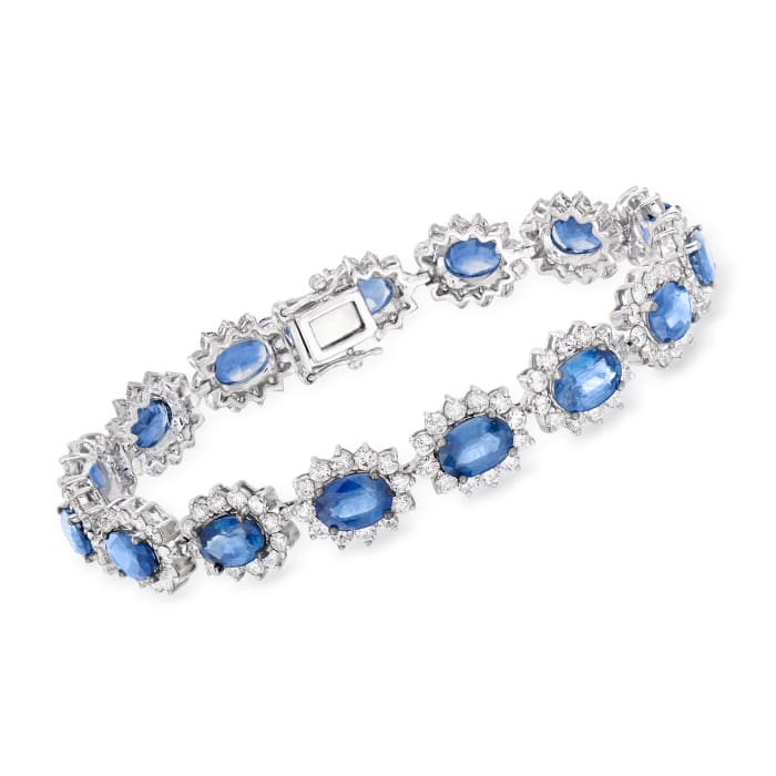 13.00 ct. t.w. Sapphire and 5.95 ct. t.w. Diamond Bracelet in 18kt White Gold