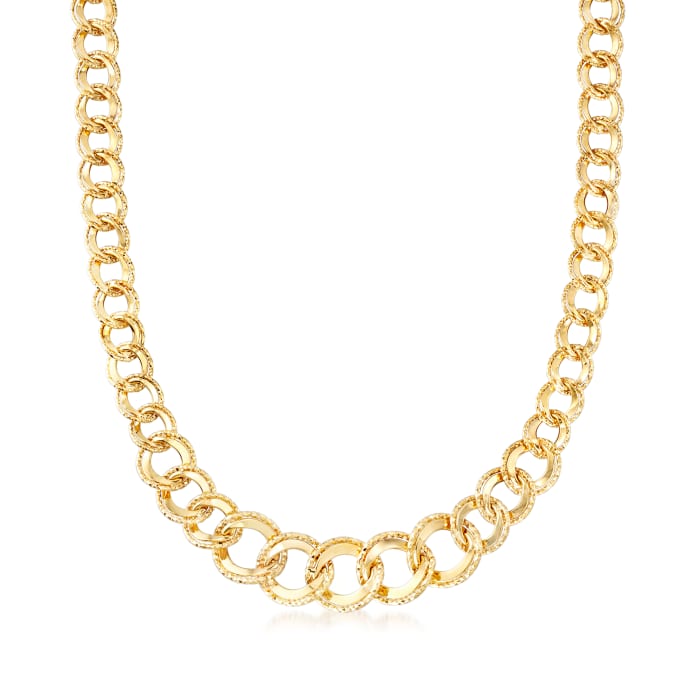 Italian Double Curb-Link Necklace in 14kt Yellow Gold