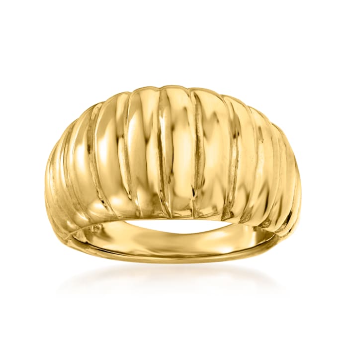 Italian 18kt Yellow Gold Ribbed Dome Ring