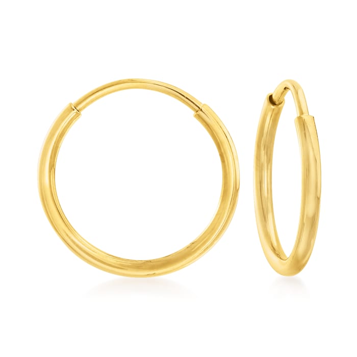 1mm 14kt Yellow Gold Endless Hoop Earrings