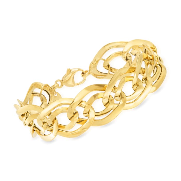 Italian 18kt Yellow Gold Interlocking Link Bracelet