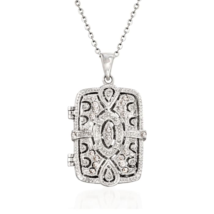 .30 ct. t.w. CZ Filigree Locket Necklace in Sterling Silver