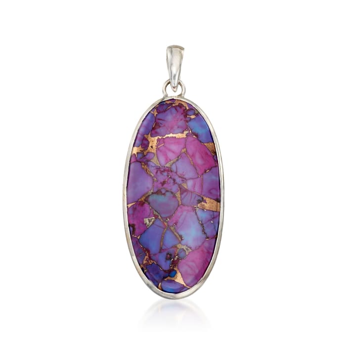 Oval Purple Turquoise Pendant in Sterling Silver
