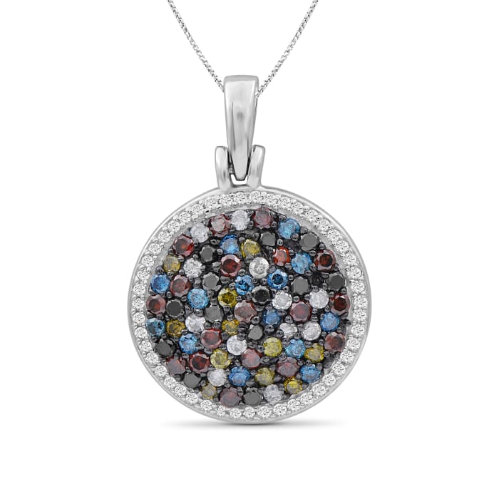 1.07 ct. t.w. Multicolored Diamond Pendant Necklace in Sterling Silver
