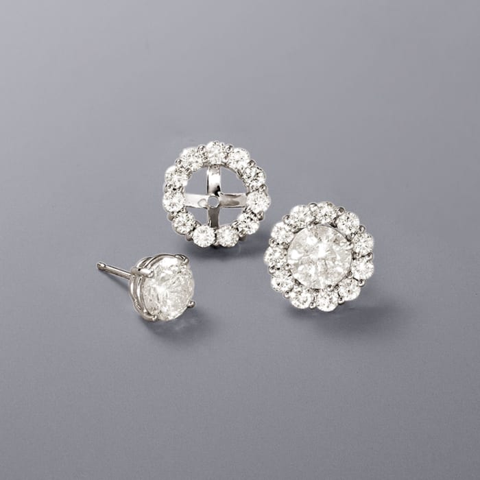 1.50 ct. t.w. Diamond Earring Jackets in 14kt White Gold | Ross-Simons