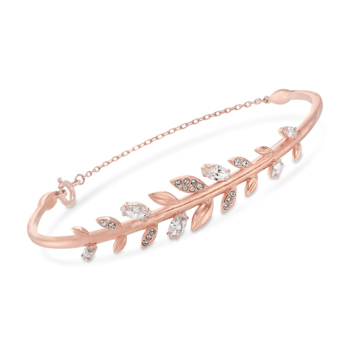 Swarovski Crystal &quot;Mayfly&quot; Fern Bracelet in Rose Gold-Plated Metal