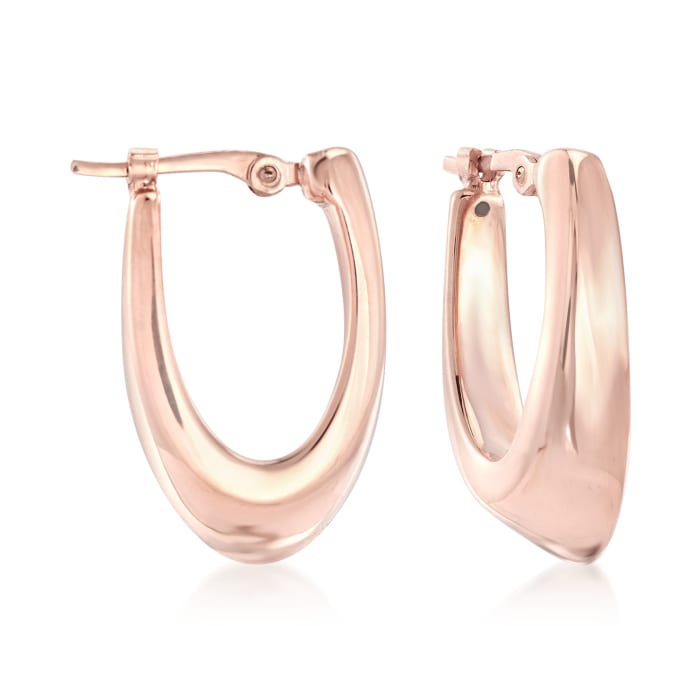 14kt Rose Gold U-Shaped Hoop Earrings