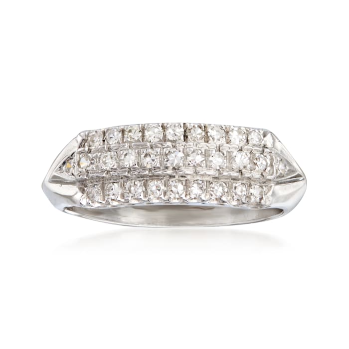 C. 1950 Vintage .50 ct. t.w. Diamond Three-Row Ring in Platinum