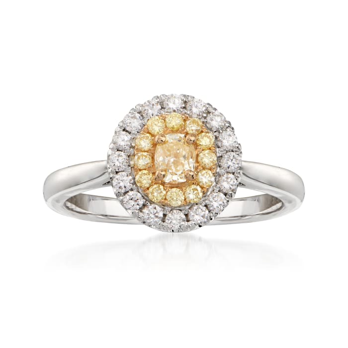 .71 ct. t.w. Yellow and White Diamond Ring in 18kt Two-Tone Gold
