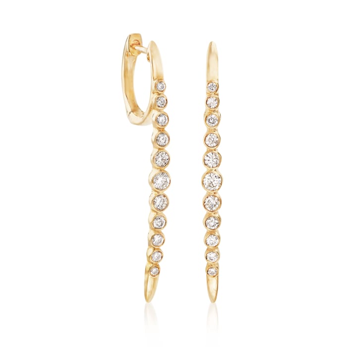 .51 ct. t.w. Bezel-Set Diamond Linear Earrings in 14kt Yellow Gold