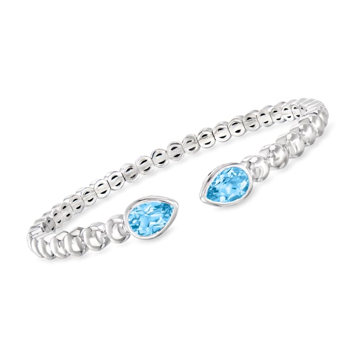 Gabriel Designs 1.50 ct. t.w. Swiss Blue Topaz Cuff Bracelet in Sterling Silver