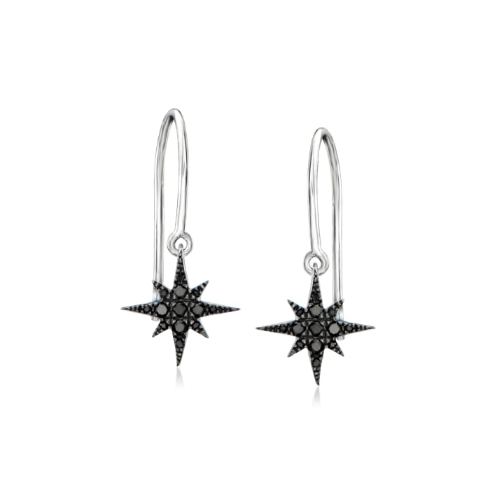 .15 ct. t.w. Black Diamond North Star Drop Earrings in Sterling Silver