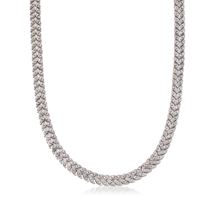 C. 1980 Vintage 7.00 ct. t.w. Diamond Chevron Necklace in 14kt White Gold