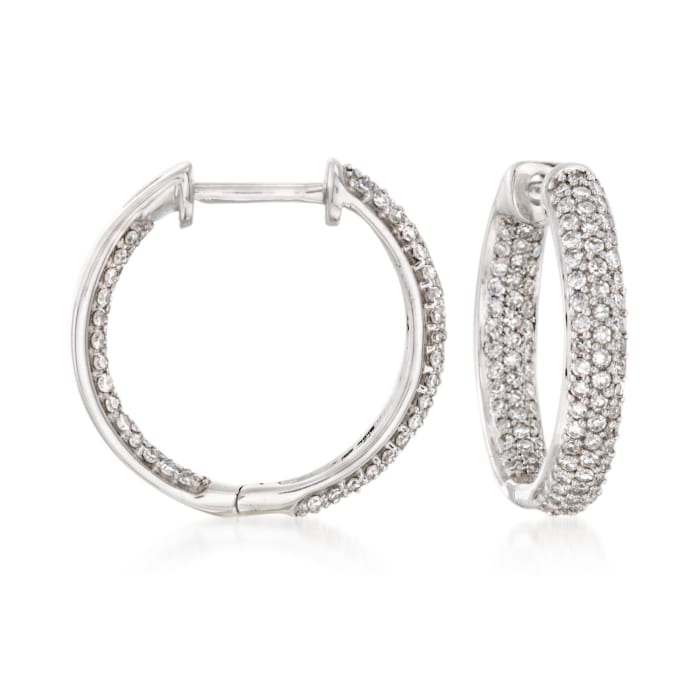 .50 ct. t.w. Pave Diamond Inside-Outside Hoop Earrings in 14kt White Gold
