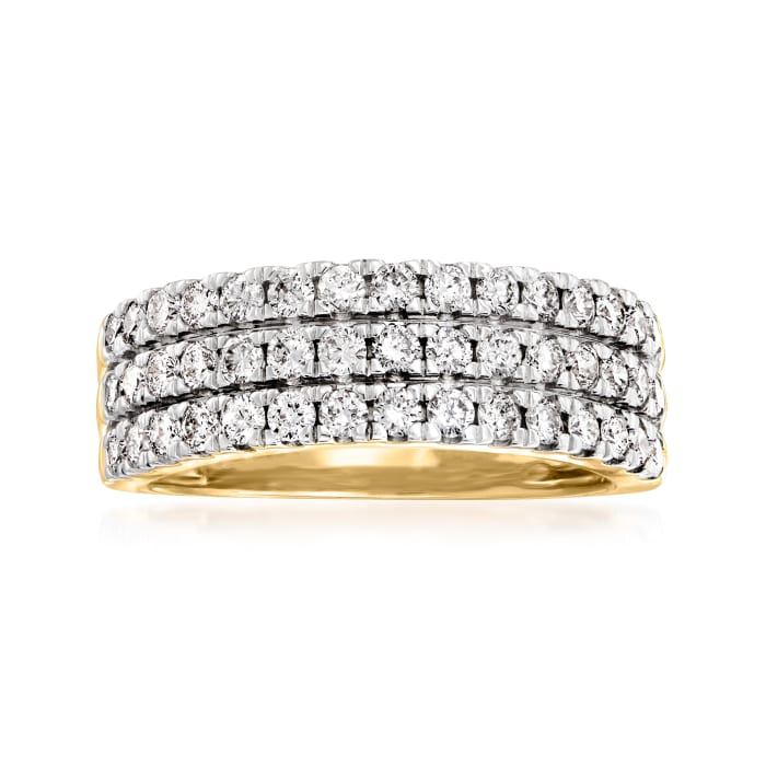 1.00 ct. t.w. Diamond Three-Row Ring in 14kt Yellow Gold