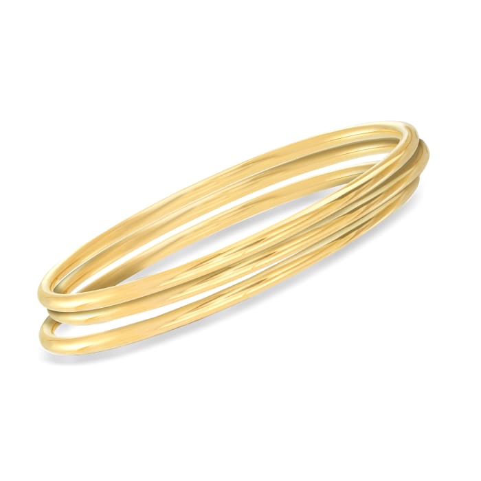 Italian 22kt Gold Over Sterling Jewelry Set: Three Polished Bangle ...