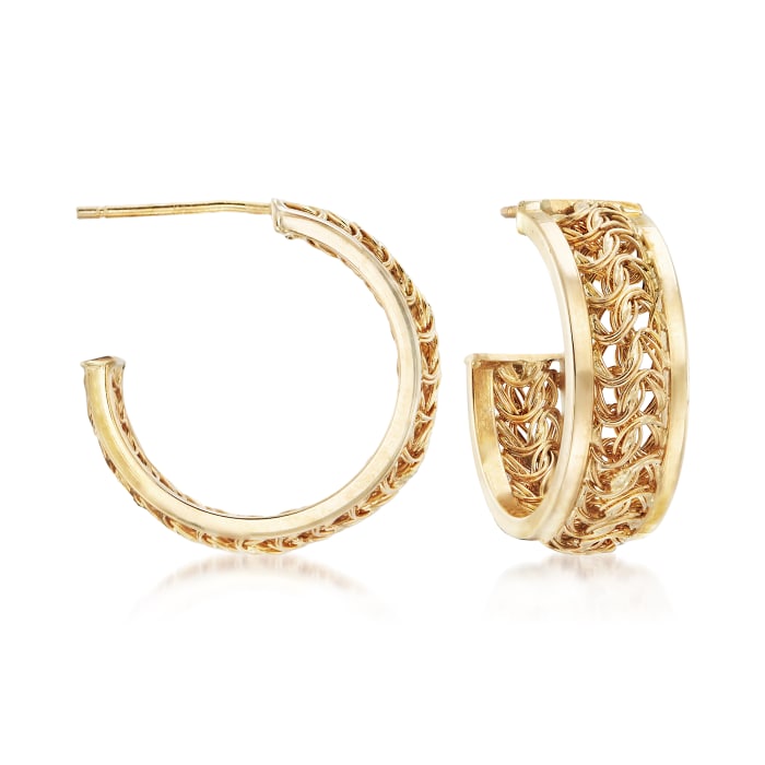 14kt Yellow Gold Fancy Link C-Hoop Earrings