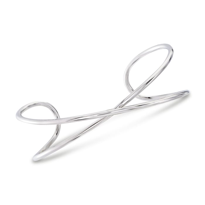 Italian Sterling Silver Crisscross Cuff Bracelet