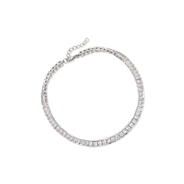 10.35 ct. t.w. Princess-Cut CZ Tennis Anklet in Sterling Silver