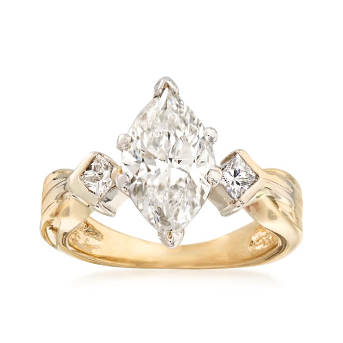 C. 1980 Vintage 2.25 ct. t.w. Engagement Ring in 14kt Yellow Gold