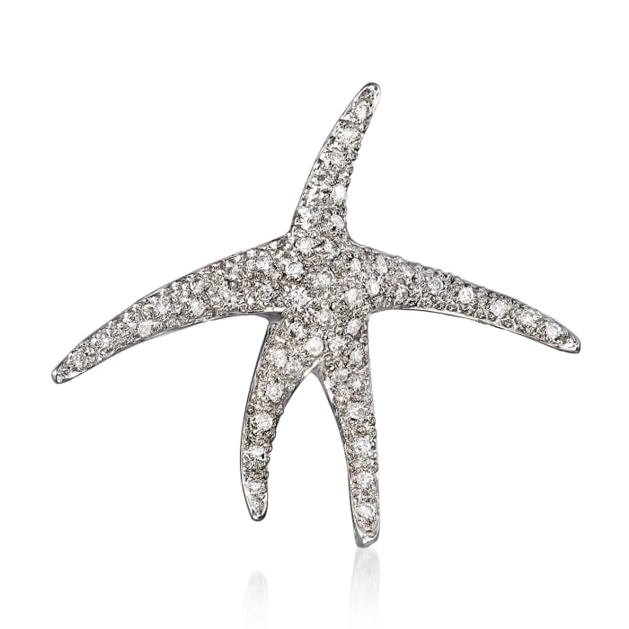 C. 1980 Vintage .50 ct. t.w. Diamond Starfish Pin in 18kt White Gold