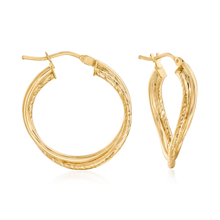 Italian 14kt Yellow Gold Double-Hoop Earrings