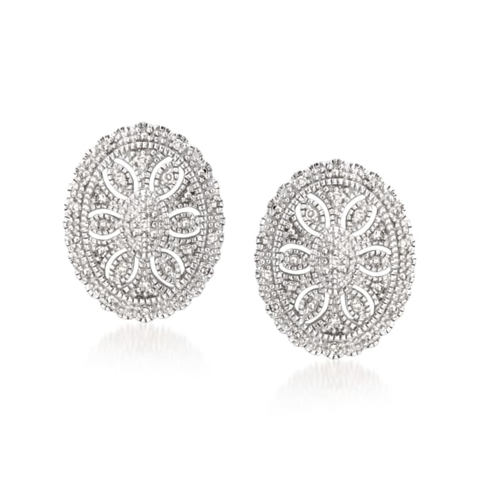 .20 ct. t.w. Diamond Vintage-Style Earrings in Sterling Silver