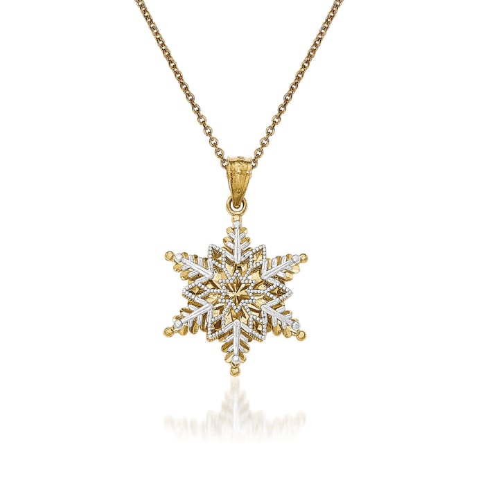 14kt Two-Tone Gold Snowflake Pendant Necklace