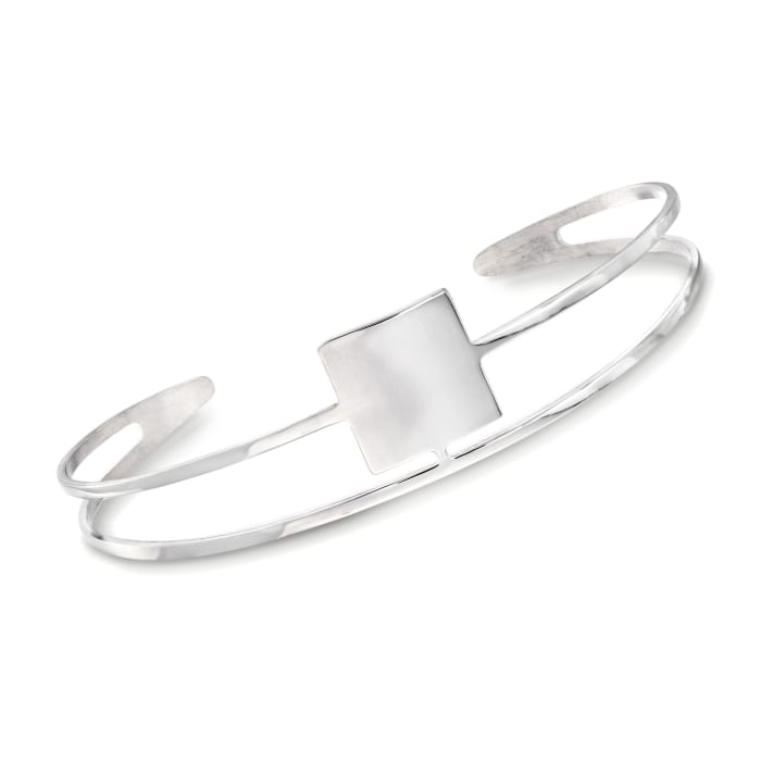 Italian Sterling Silver Open-Space Square Cuff Bracelet