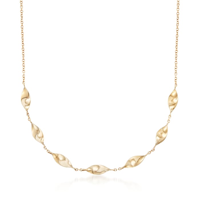 Italian 14kt Yellow Gold Marquise-Twist Link Necklace