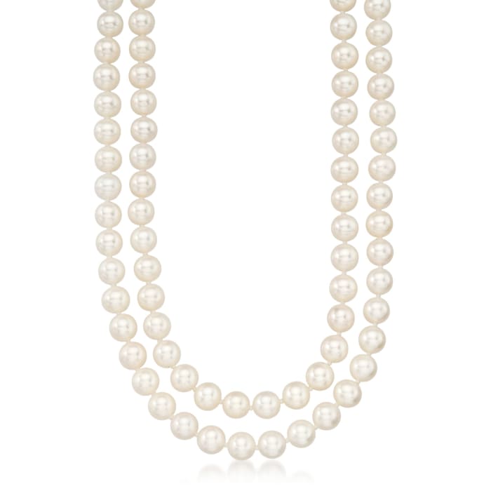 6.5-7mm Cultured Pearl Two-Strand Necklace with 14kt Yellow Gold