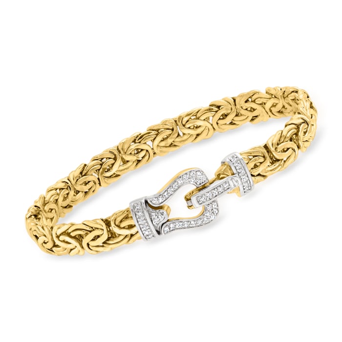 .29 ct. t.w. Diamond and 14kt Yellow Gold Byzantine Buckle Bracelet