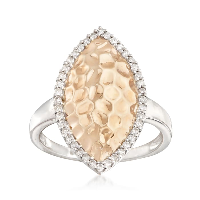 .25 ct. t.w. Diamond and 14kt Two-Tone Gold Textured Marquise Ring