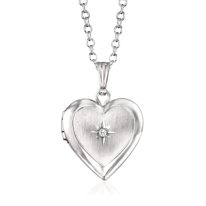 Child's Diamond-Accented Heart Locket Necklace in Sterling Silver
