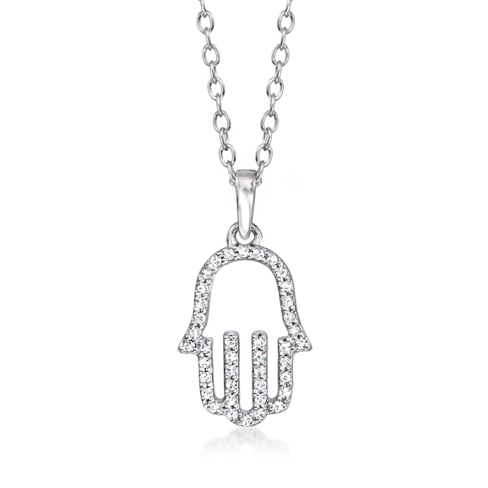 .10 ct. t.w. Diamond Hamsa Pendant Necklace in Sterling Silver